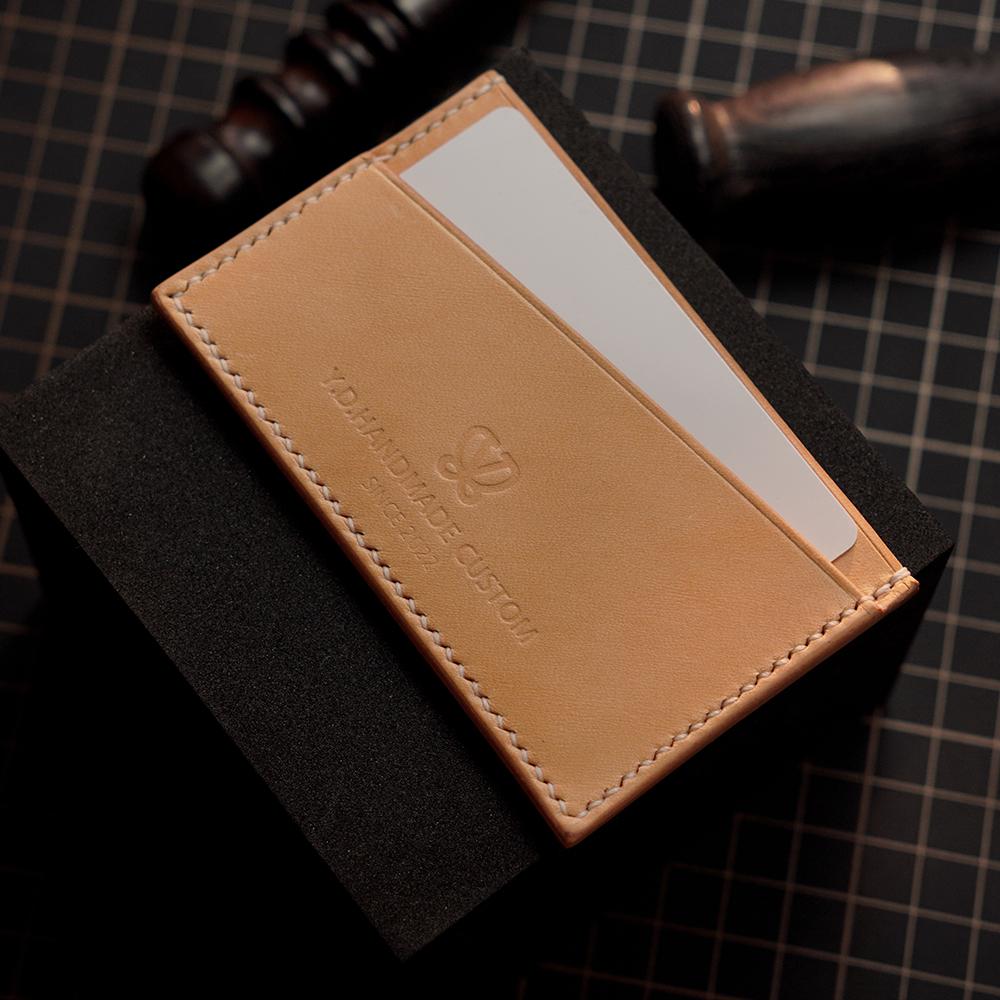Handcrafted Italian Veg-Tanned Leather Card Holder | Original Slim Minimalist Wallet - Beige