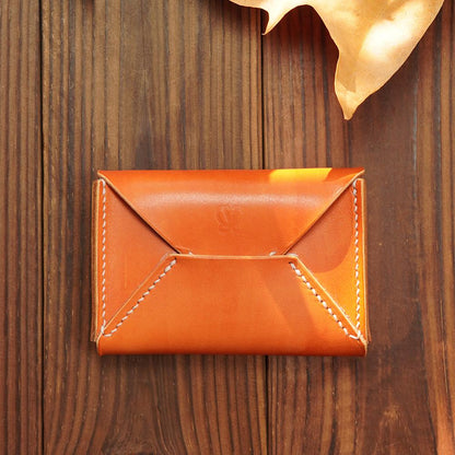 Handcrafted Italian Leather Envelope Card Case | Original Dual-Tone Business Card & Coin Organizer