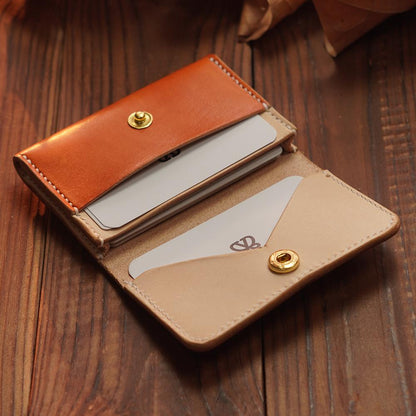 Handcrafted Italian Leather Envelope Card Case | Original Dual-Tone Business Card & Coin Organizer