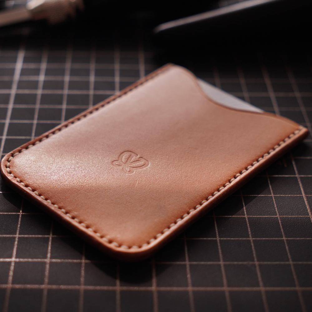 Handcrafted Italian Veg-Tanned Leather Minimalist Card Holder | Premium Vertical ID Sleeve