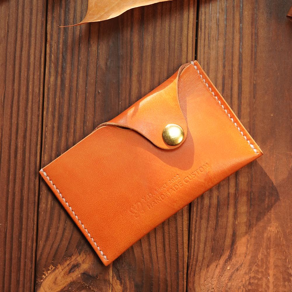 Handcrafted Italian Leather Envelope Card Case | Original Dual-Tone Business Card & Coin Organizer