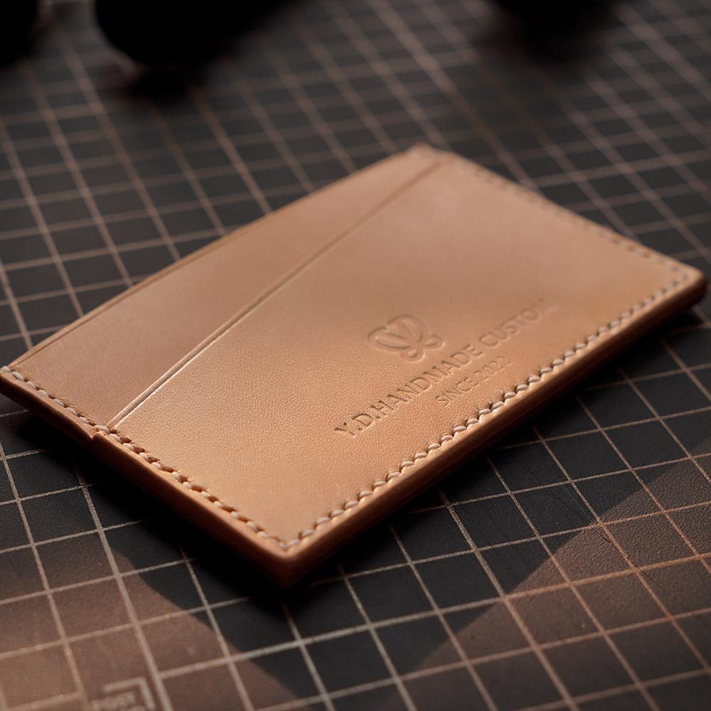 Handcrafted Italian Veg-Tanned Leather Card Holder | Original Slim Minimalist Wallet - Beige