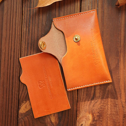 Handcrafted Italian Leather Envelope Card Case | Original Dual-Tone Business Card & Coin Organizer