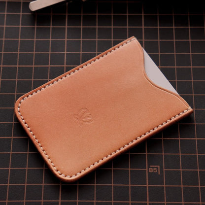 Handcrafted Italian Veg-Tanned Leather Minimalist Card Holder | Premium Vertical ID Sleeve